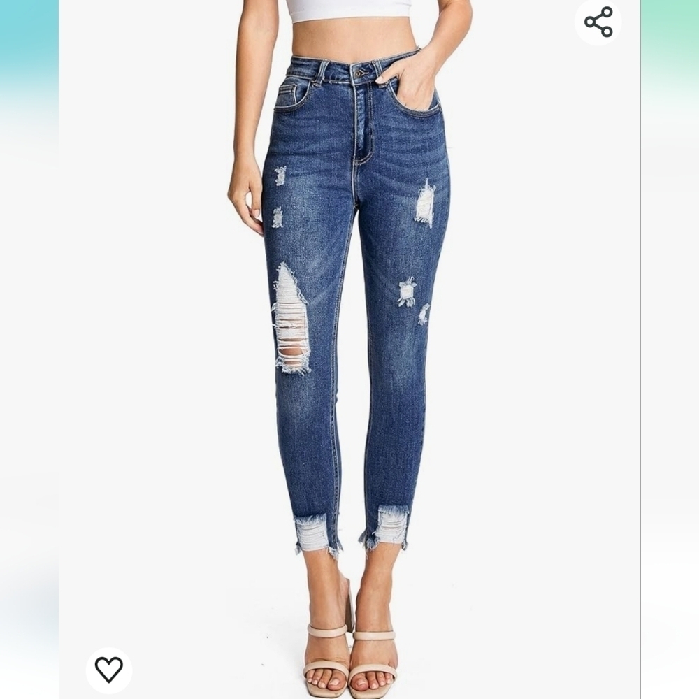 WAX JEAN Butt Sculpting high rise distressed ankle skinny jean size 9